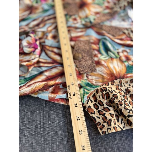 NEW Vintage Cache Floral Animal Print Brown Short Sleeve Tropical Top Blouse M - Picture 8 of 10